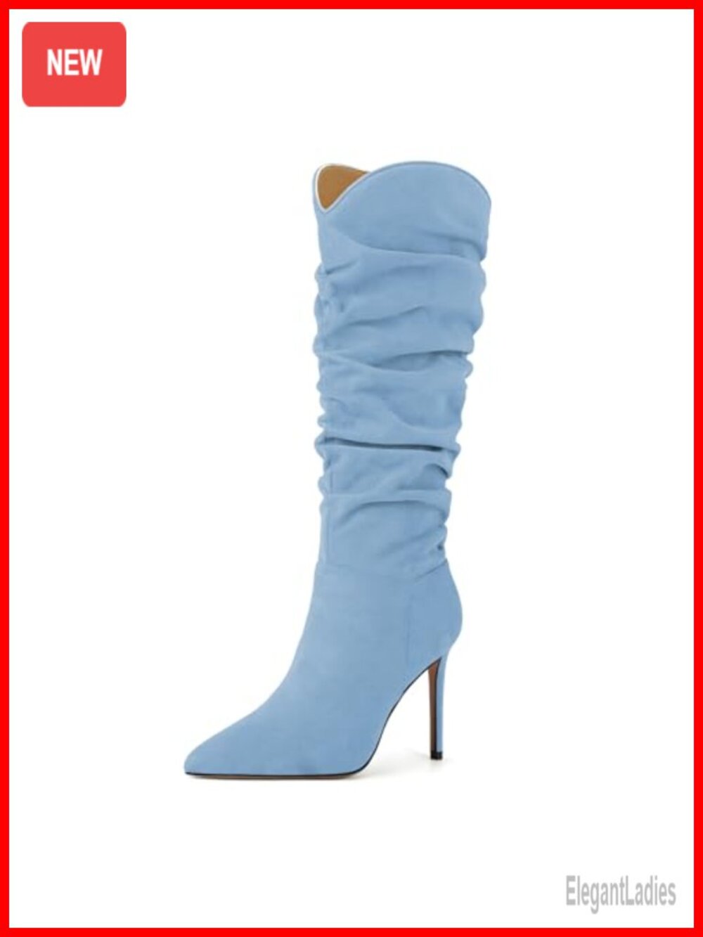 Stiletto Heel Knee High Boots Pointed Toe Side Zip Slouchy
